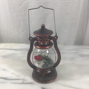 LED Snow Globe Lantern with Holiday Berries & Pine, Untested